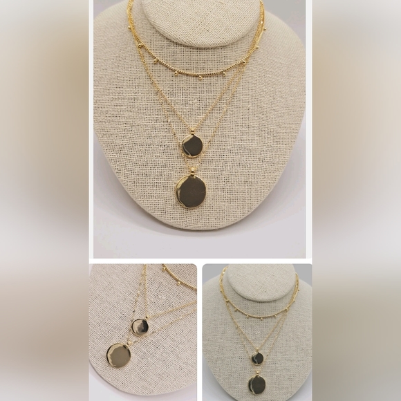 14kt. Gold Dipped 3 Std Disc. Layering Necklace NWT - Picture 2 of 4